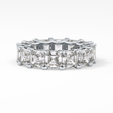 Full Eternity Wedding Band with 10.21 TCW Emerald and Square Cut Moissanite – Yellow, White, or Rose Gold