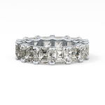 Full Eternity Wedding Band with 10.21 TCW Emerald and Square Cut Moissanite – Yellow, White, or Rose Gold