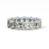 Full Eternity Wedding Band with 10.21 TCW Emerald and Square Cut Moissanite – Yellow, White, or Rose Gold