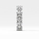 Full Eternity Wedding Band with 10.21 TCW Emerald and Square Cut Moissanite – Yellow, White, or Rose Gold