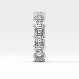 Full Eternity Wedding Band with 10.21 TCW Emerald and Square Cut Moissanite – Yellow, White, or Rose Gold