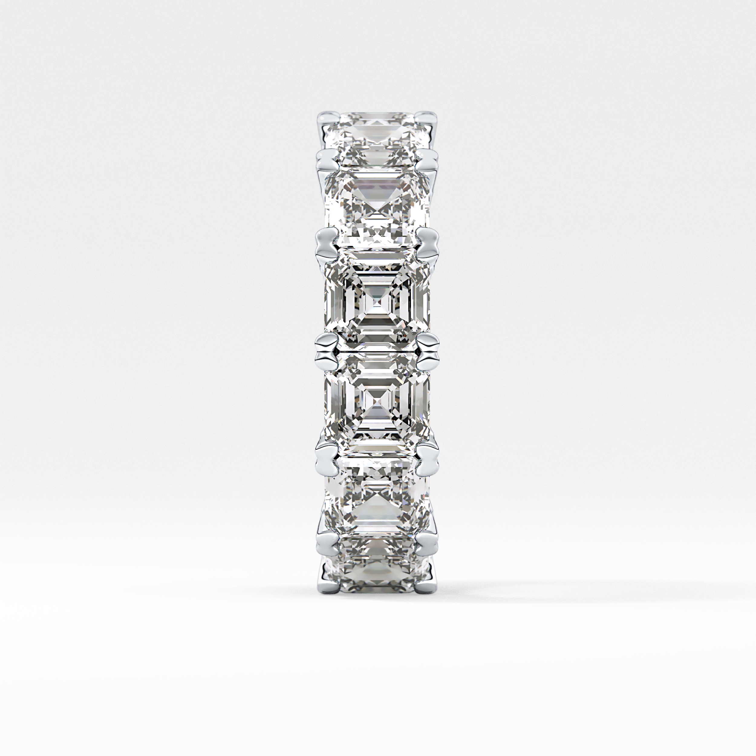 Full Eternity Wedding Band with 10.21 TCW Emerald and Square Cut Moissanite – Yellow, White, or Rose Gold