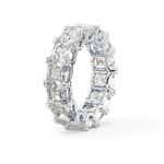 Full Eternity Wedding Band with 10.21 TCW Emerald and Square Cut Moissanite – Yellow, White, or Rose Gold