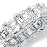 Full Eternity Wedding Band with 10.21 TCW Emerald and Square Cut Moissanite – Yellow, White, or Rose Gold