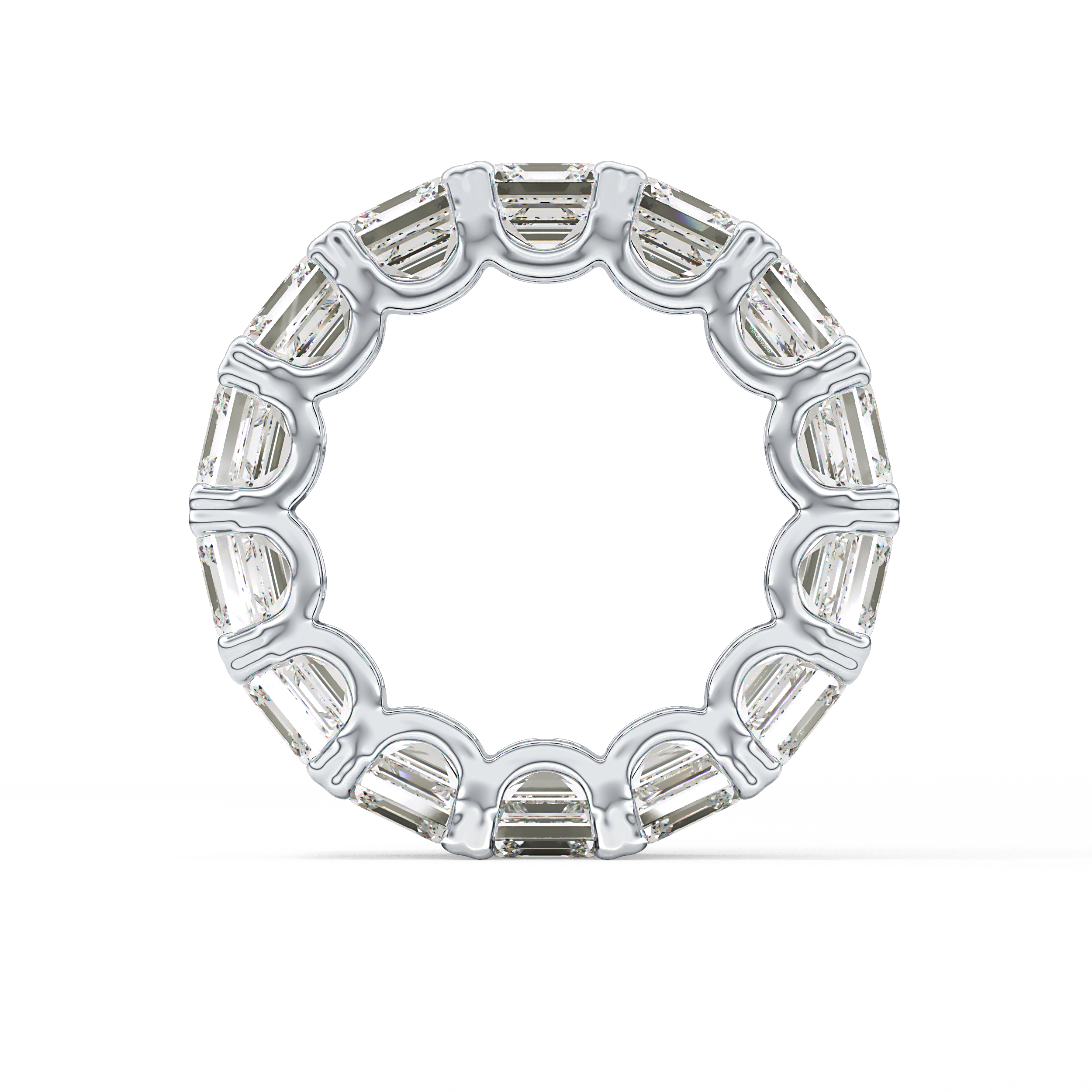 Full Eternity Wedding Band with 10.21 TCW Emerald and Square Cut Moissanite – Yellow, White, or Rose Gold