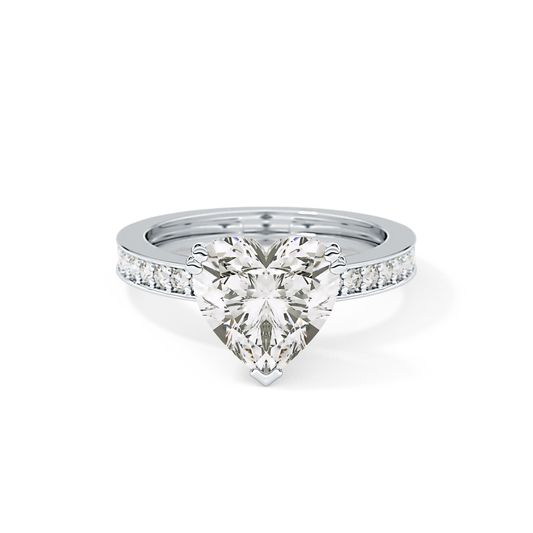 Heart Cut 3.03 Carat Moissanite Ring – Pave Setting in Gold