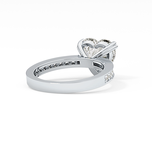 Heart Cut 3.03 Carat Moissanite Ring – Pave Setting in Gold