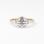 Oval Cut 1.67 Carat Moissanite Ring – Three Stones Setting in Gold