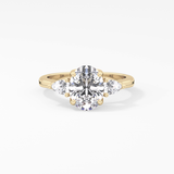 Oval Cut 1.67 Carat Moissanite Ring – Three Stones Setting in Gold