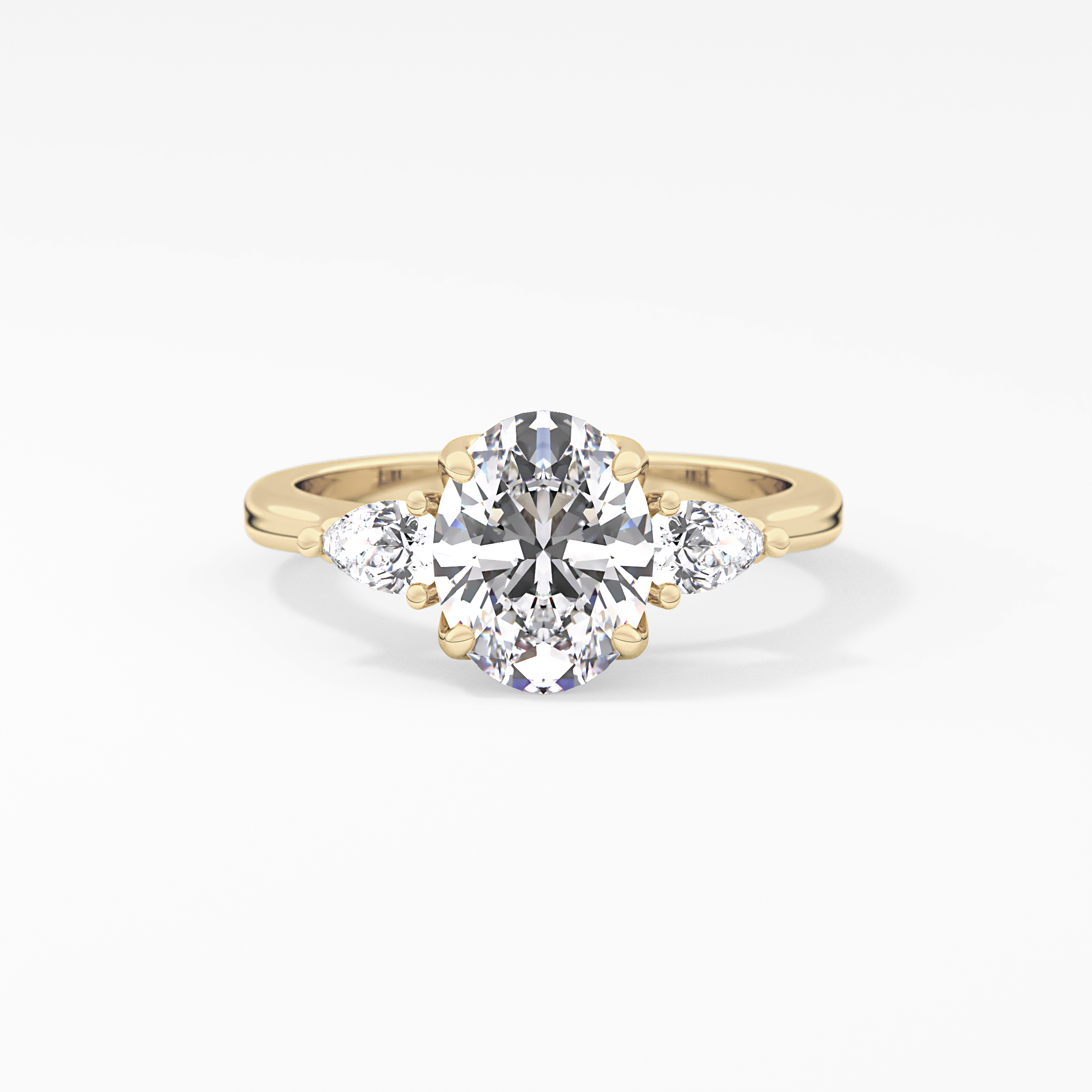 Oval Cut 1.67 Carat Moissanite Ring – Three Stones Setting in Gold