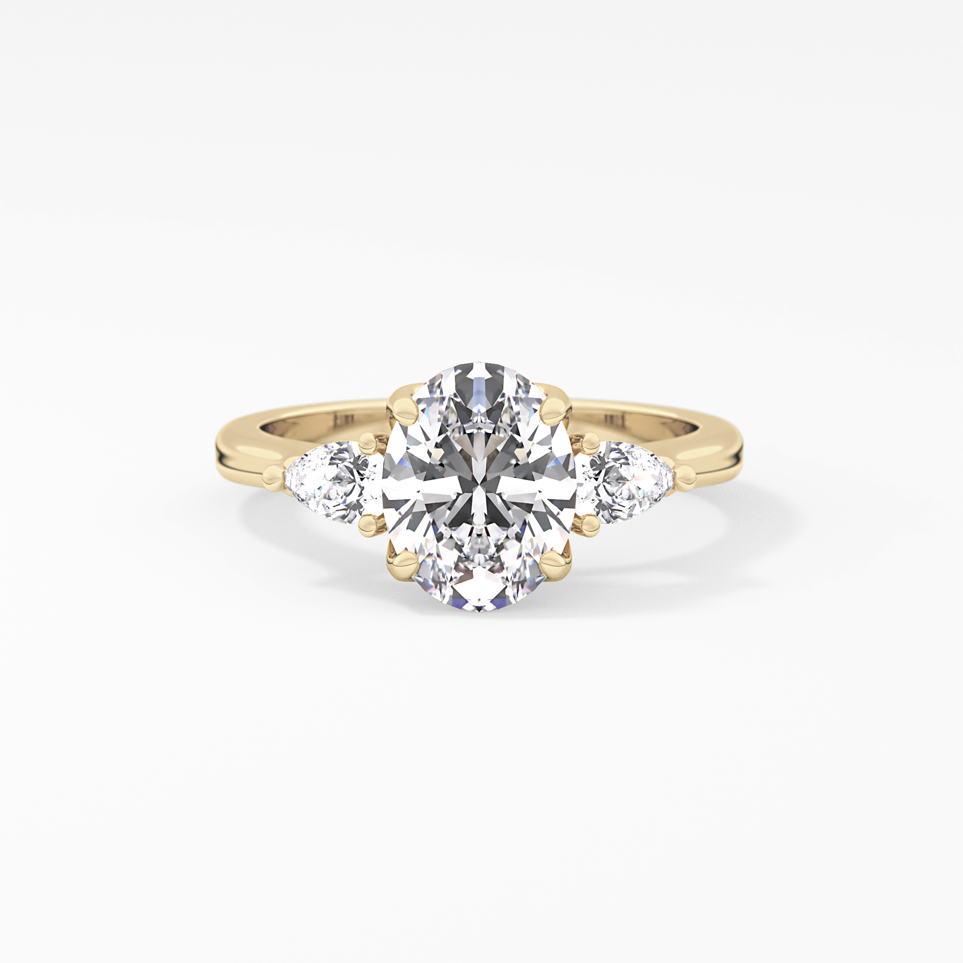 Oval Cut 1.67 Carat Moissanite Ring – Three Stones Setting in Gold
