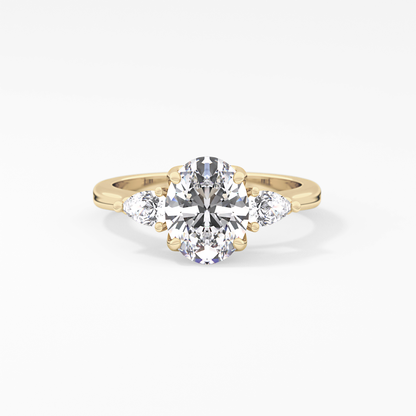 Oval Cut 1.67 Carat Moissanite Ring – Three Stones Setting in Gold