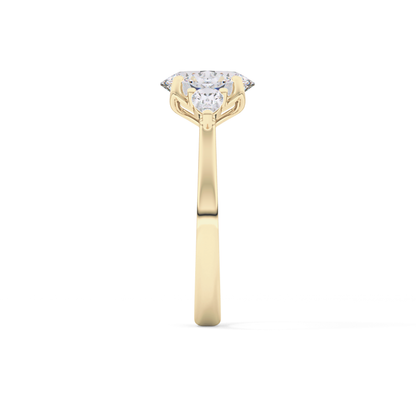 Oval Cut 1.67 Carat Moissanite Ring – Three Stones Setting in Gold