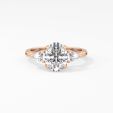 Oval Cut 1.67 Carat Moissanite Ring – Three Stones Setting in Gold