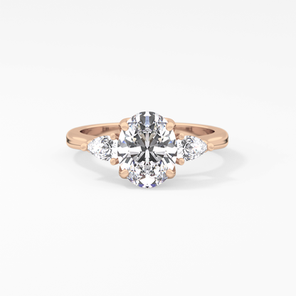 Oval Cut 1.67 Carat Moissanite Ring – Three Stones Setting in Gold