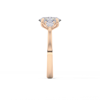 Oval Cut 1.67 Carat Moissanite Ring – Three Stones Setting in Gold