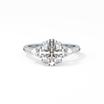 Oval Cut 1.67 Carat Moissanite Ring – Three Stones Setting in Gold