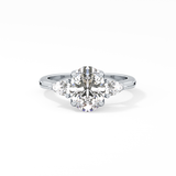 Oval Cut 1.67 Carat Moissanite Ring – Three Stones Setting in Gold