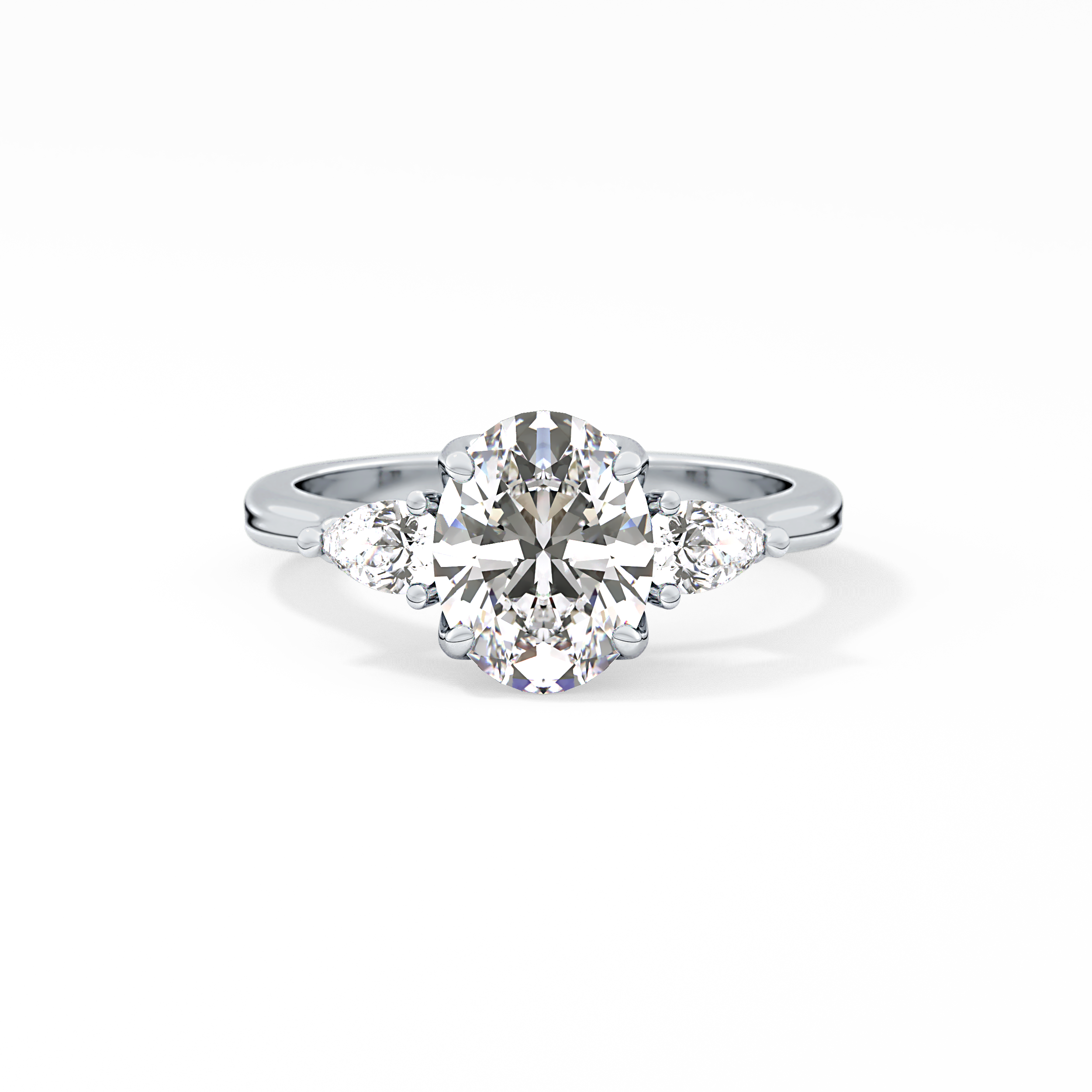 Oval Cut 1.67 Carat Moissanite Ring – Three Stones Setting in Gold