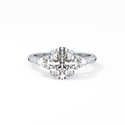 Oval Cut 1.67 Carat Moissanite Ring – Three Stones Setting in Gold