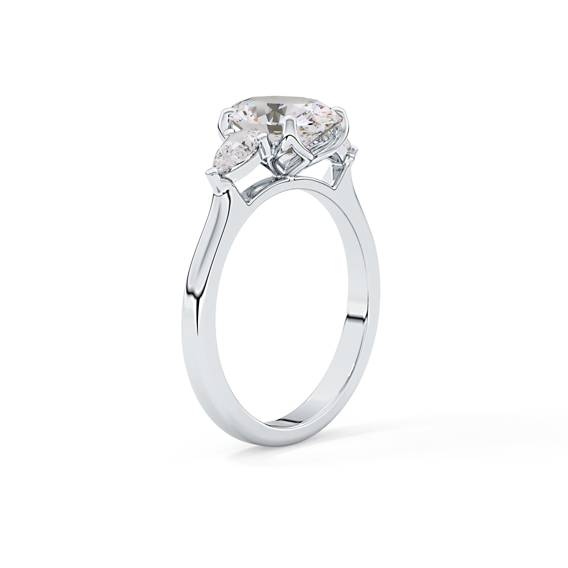 Oval Cut 1.67 Carat Moissanite Ring – Three Stones Setting in Gold