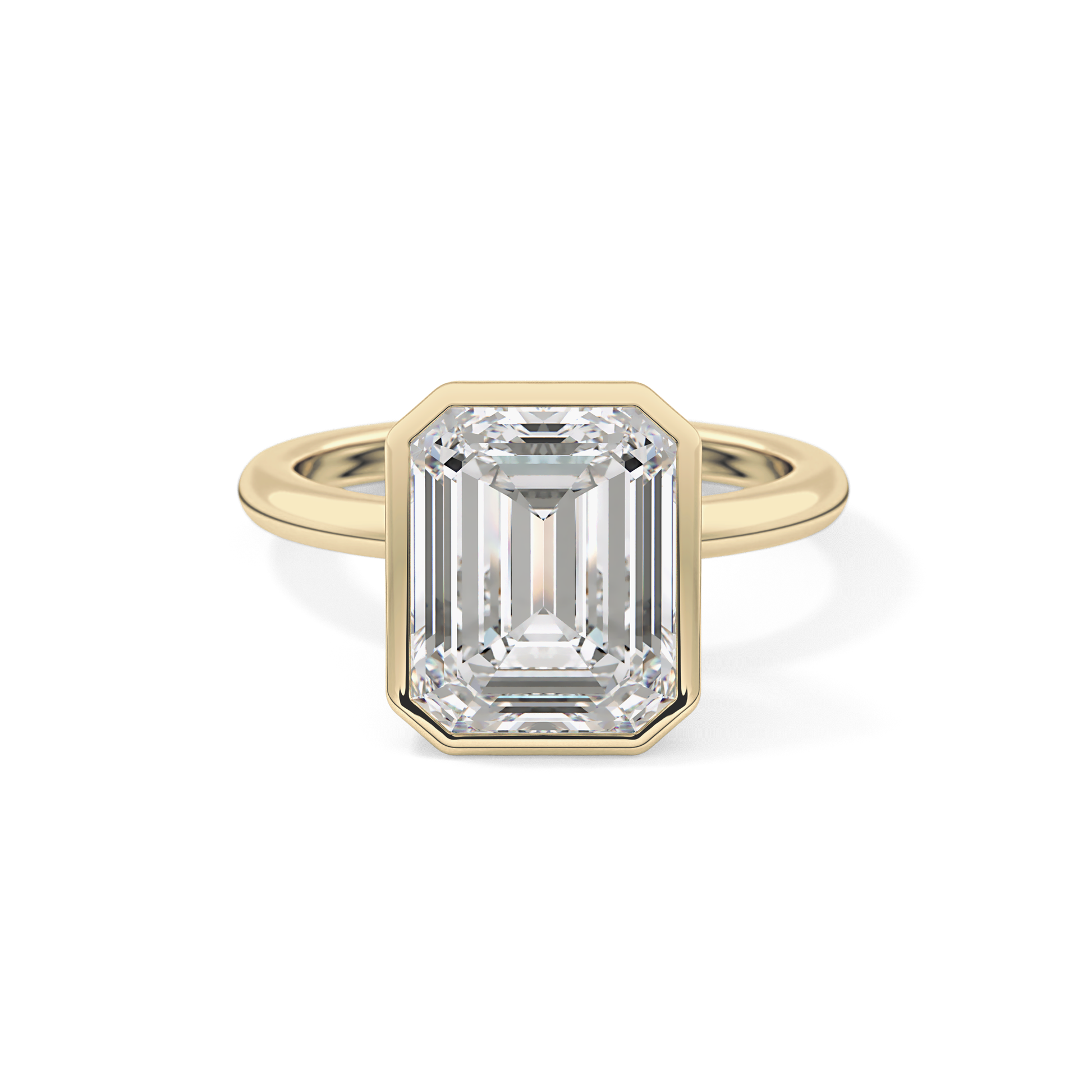 Emerald Cut 3.71 Carat Moissanite Ring - Solitaire Setting in Gold