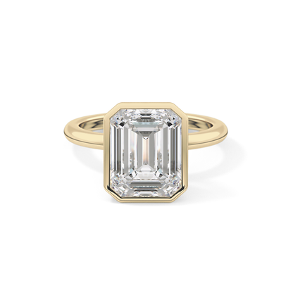 Emerald Cut 3.71 Carat Moissanite Ring - Solitaire Setting in Gold