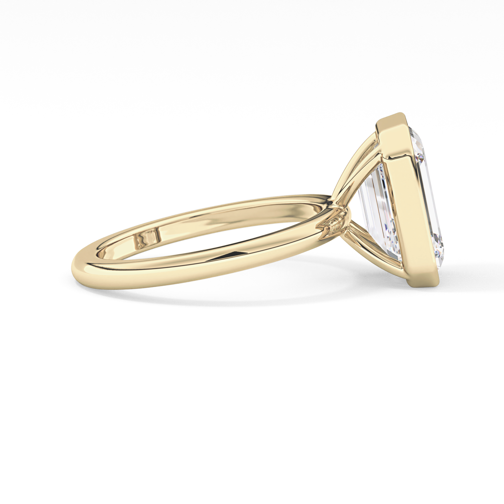 Emerald Cut 3.71 Carat Moissanite Ring - Solitaire Setting in Gold