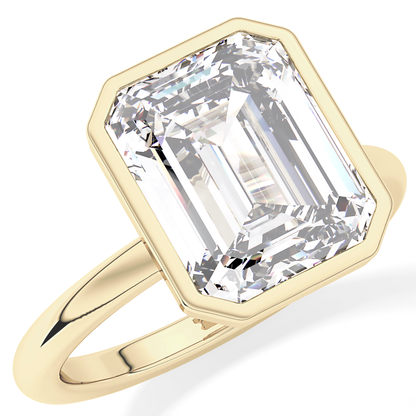 Emerald Cut 3.71 Carat Moissanite Ring - Solitaire Setting in Gold