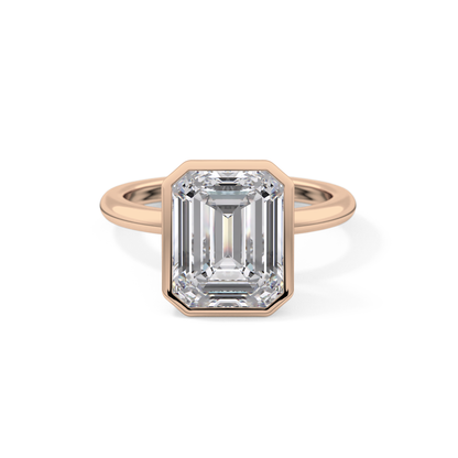 Emerald Cut 3.71 Carat Moissanite Ring - Solitaire Setting in Gold