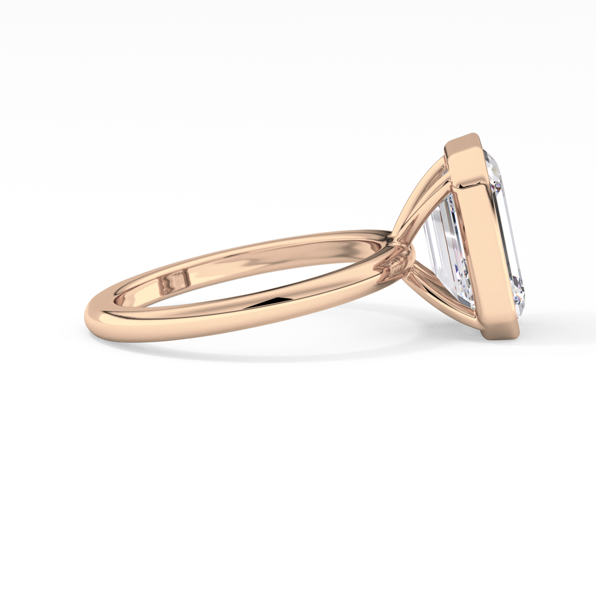 Emerald Cut 3.71 Carat Moissanite Ring - Solitaire Setting in Gold