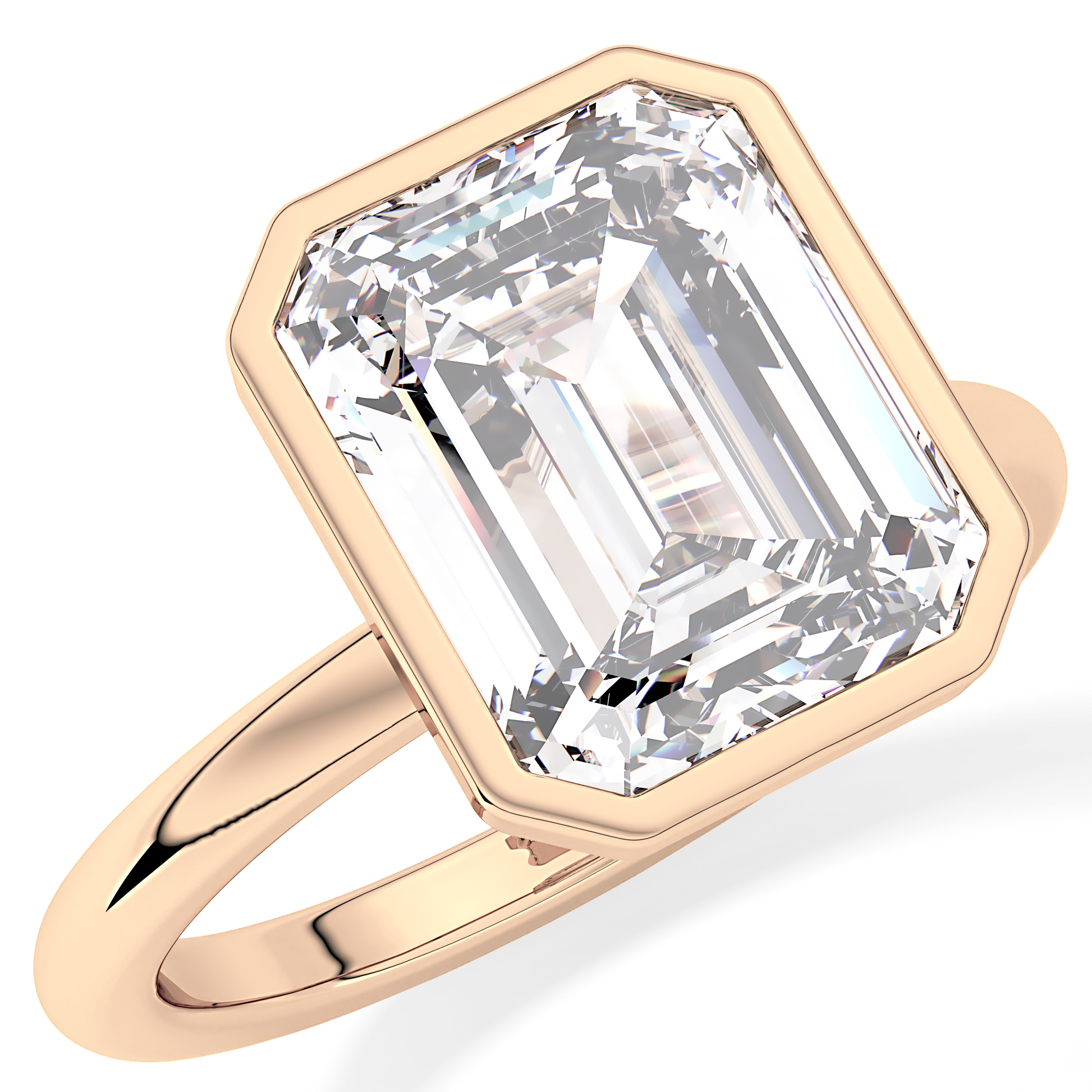 Emerald Cut 3.71 Carat Moissanite Ring - Solitaire Setting in Gold