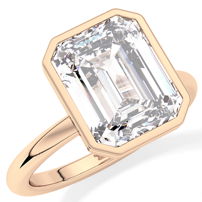 Emerald Cut 3.71 Carat Moissanite Ring - Solitaire Setting in Gold