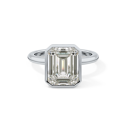 Emerald Cut 3.71 Carat Moissanite Ring - Solitaire Setting in Gold
