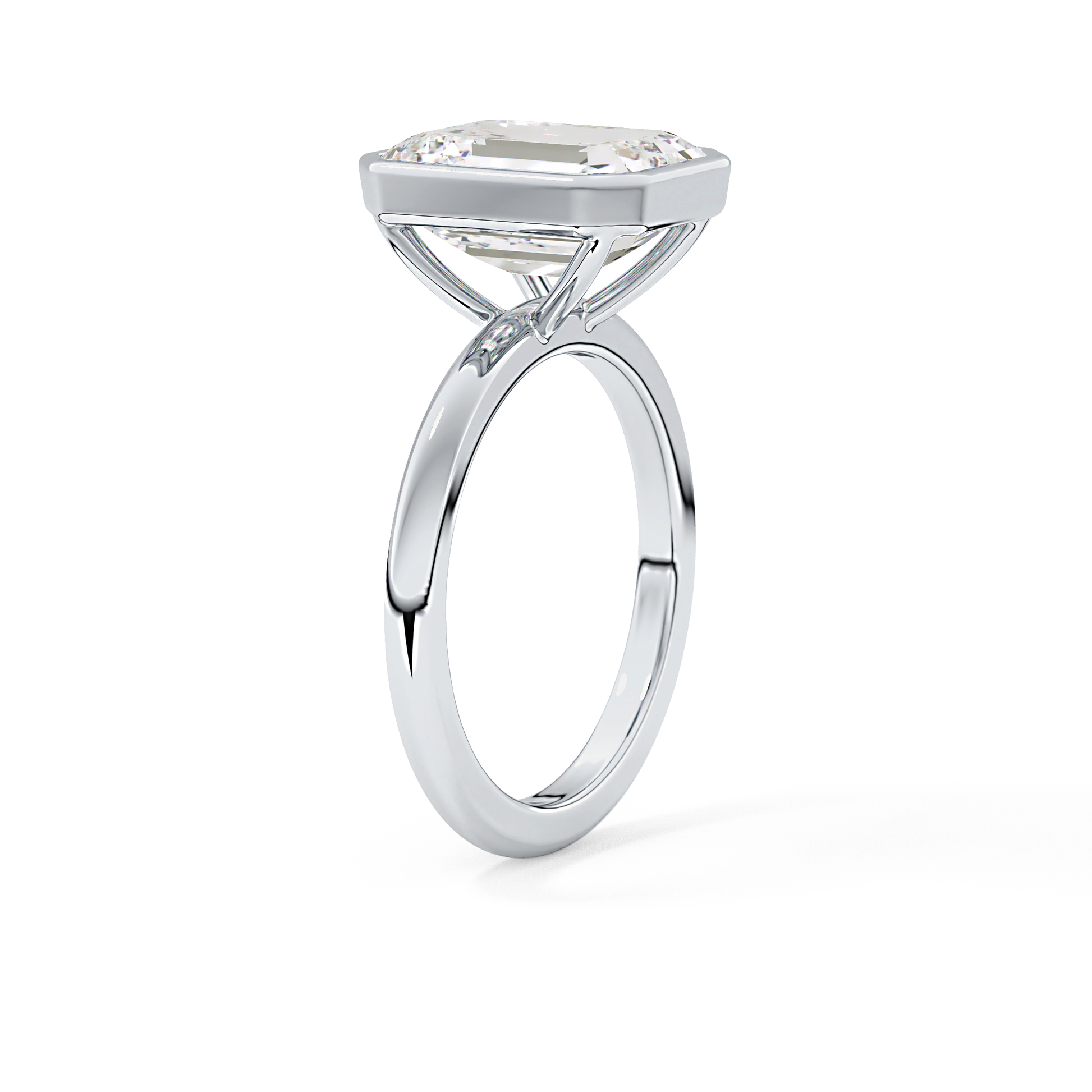 Emerald Cut 3.71 Carat Moissanite Ring - Solitaire Setting in Gold