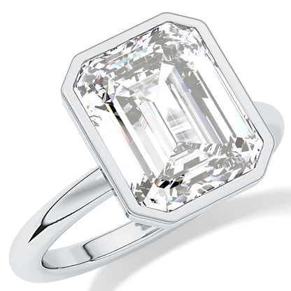 Emerald Cut 3.71 Carat Moissanite Ring - Solitaire Setting in Gold
