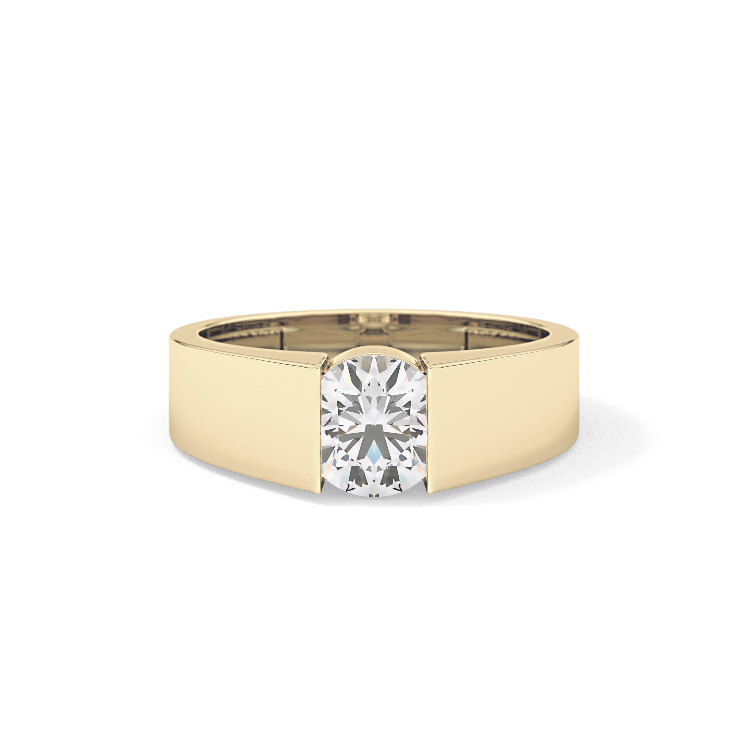 Round Cut 1.11 Carat Moissanite Men's Wedding Band - Tension Setting in Gold 9