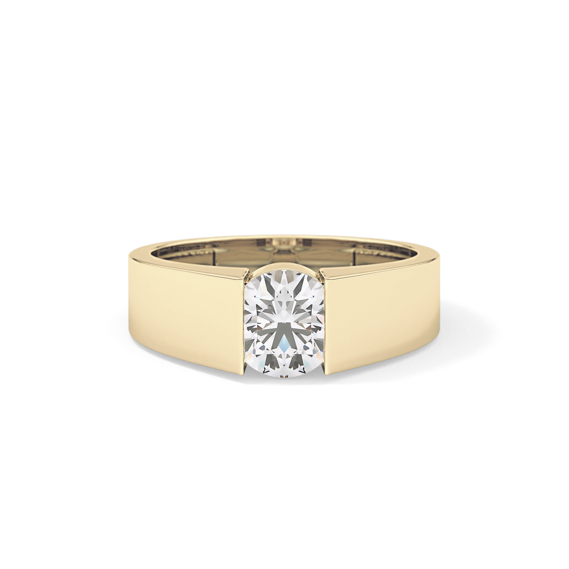 Round Cut 1.11 Carat Moissanite Ring - Tension Setting in Gold