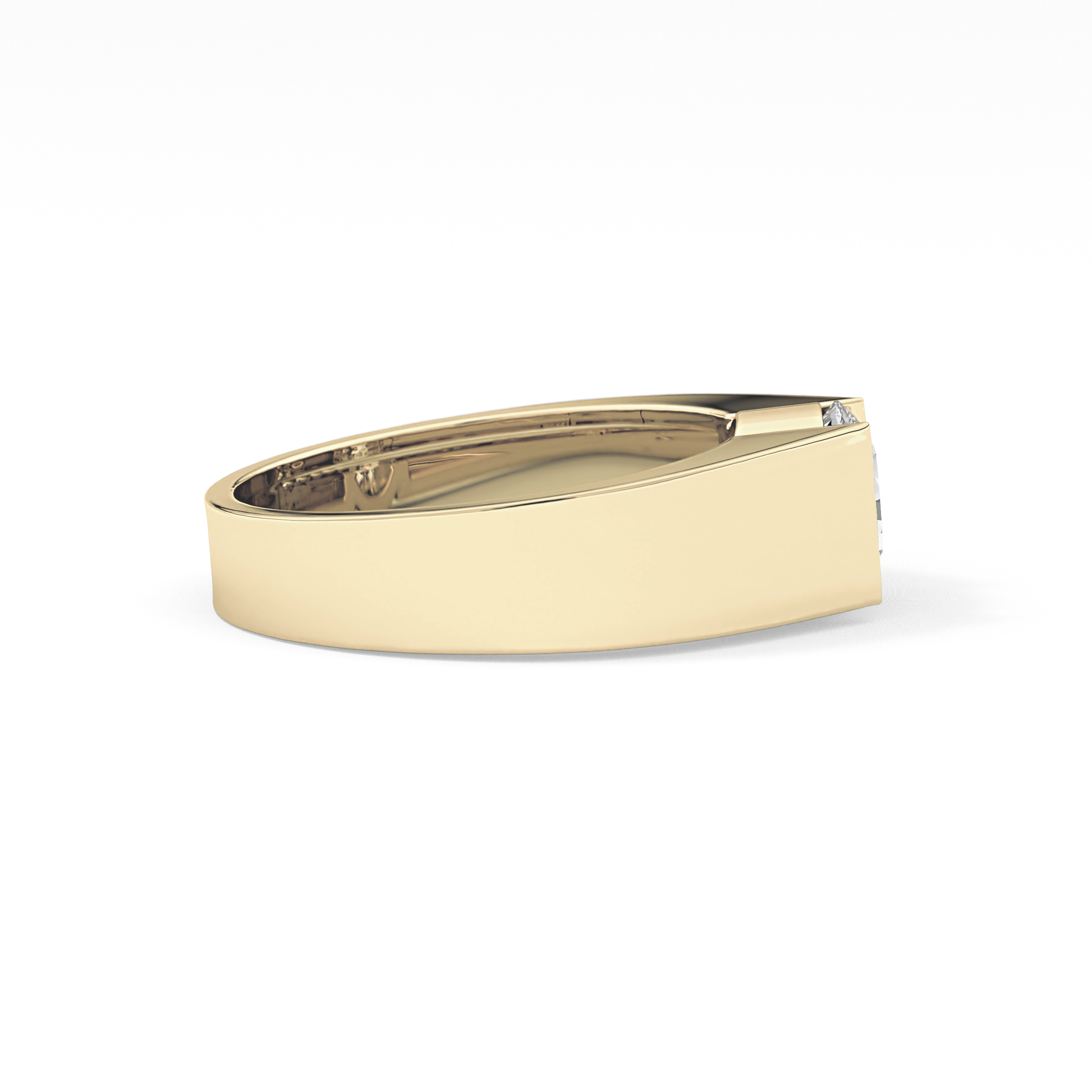 Round Cut 1.11 Carat Moissanite Men's Wedding Band - Tension Setting in Gold 11
