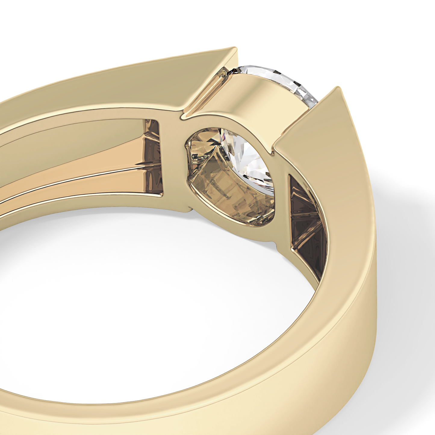Round Cut 1.11 Carat Moissanite Ring - Tension Setting in Gold