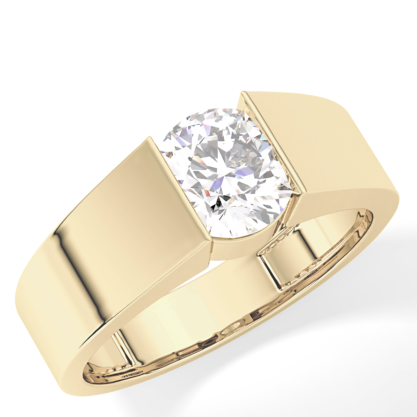 Round Cut 1.11 Carat Moissanite Ring - Tension Setting in Gold