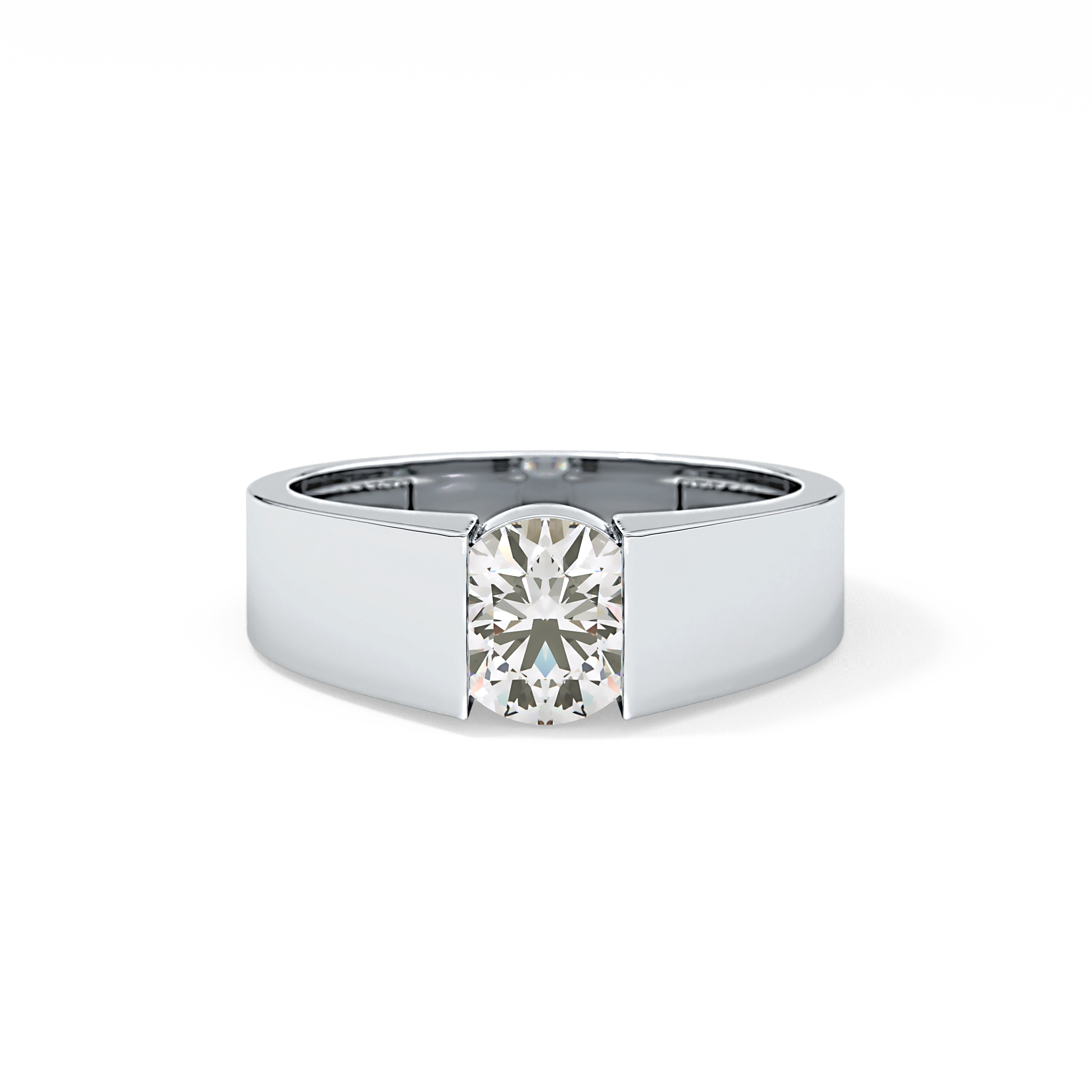 Round Cut 1.11 Carat Moissanite Men's Wedding Band - Tension Setting in Gold 1
