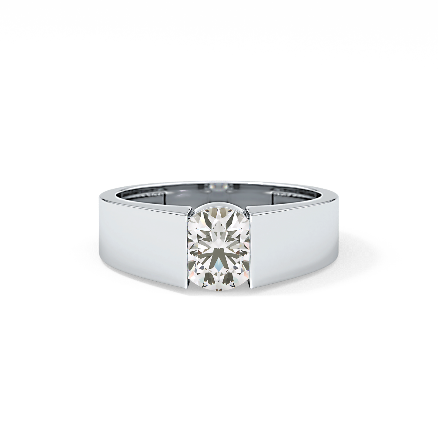Round Cut 1.11 Carat Moissanite Ring - Tension Setting in Gold
