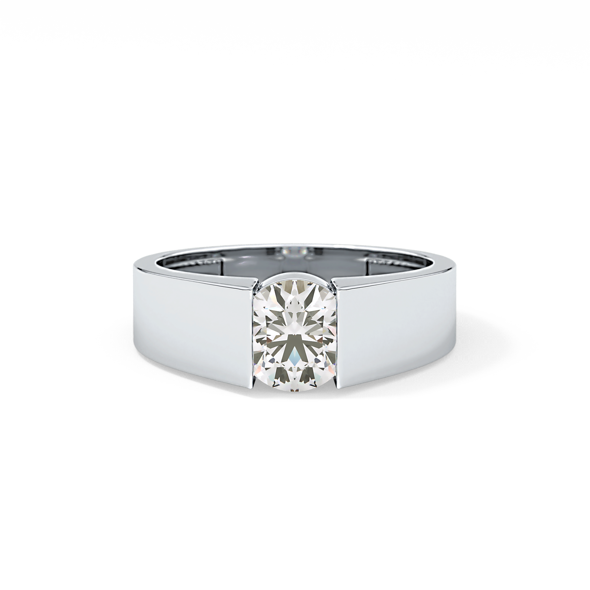 Round Cut 1.11 Carat Moissanite Ring - Tension Setting in Gold