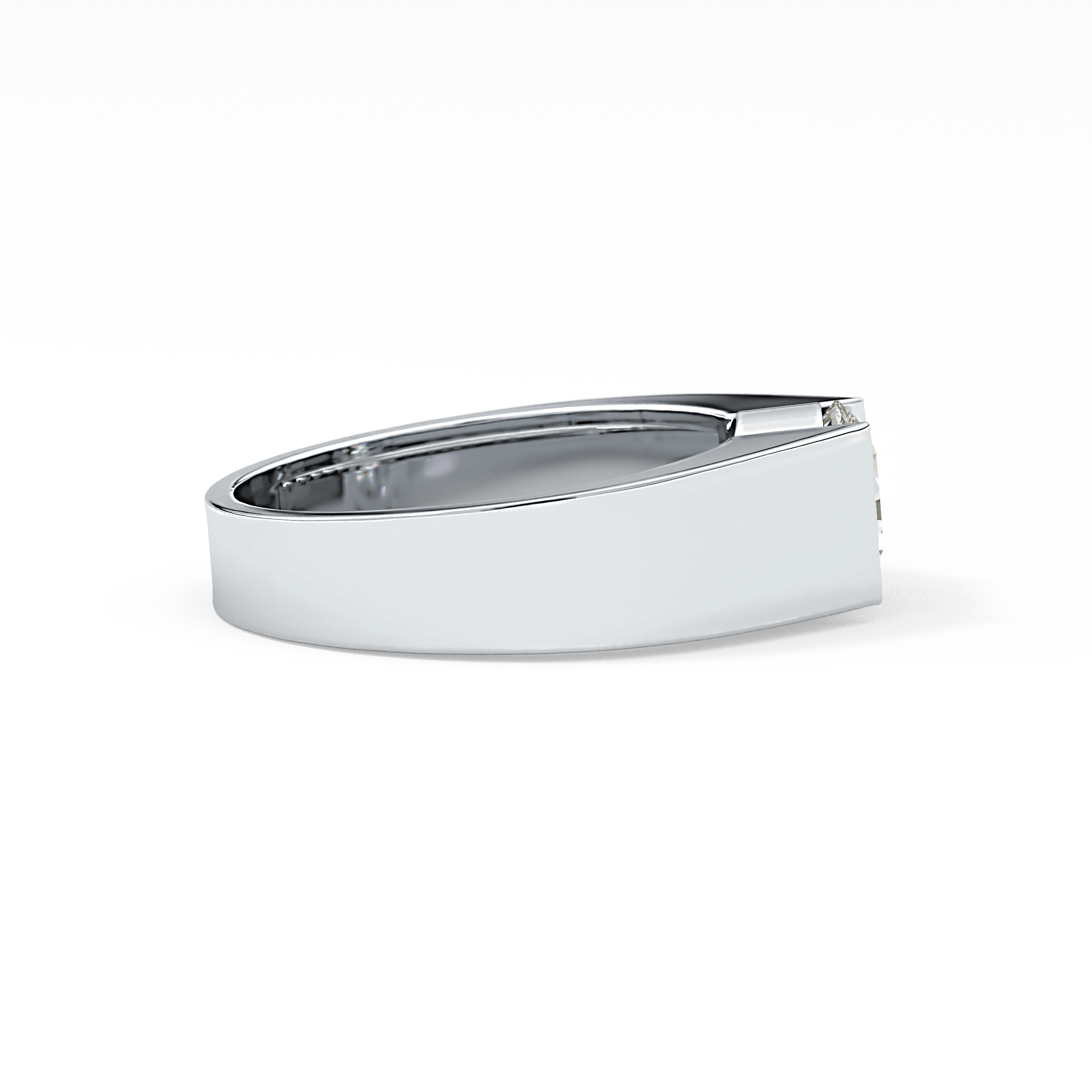 Round Cut 1.11 Carat Moissanite Men's Wedding Band - Tension Setting in Gold 3