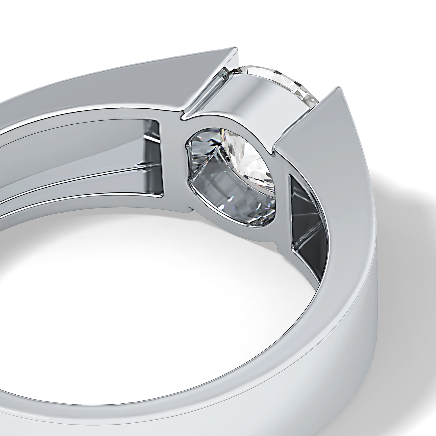 Round Cut 1.11 Carat Moissanite Ring - Tension Setting in Gold
