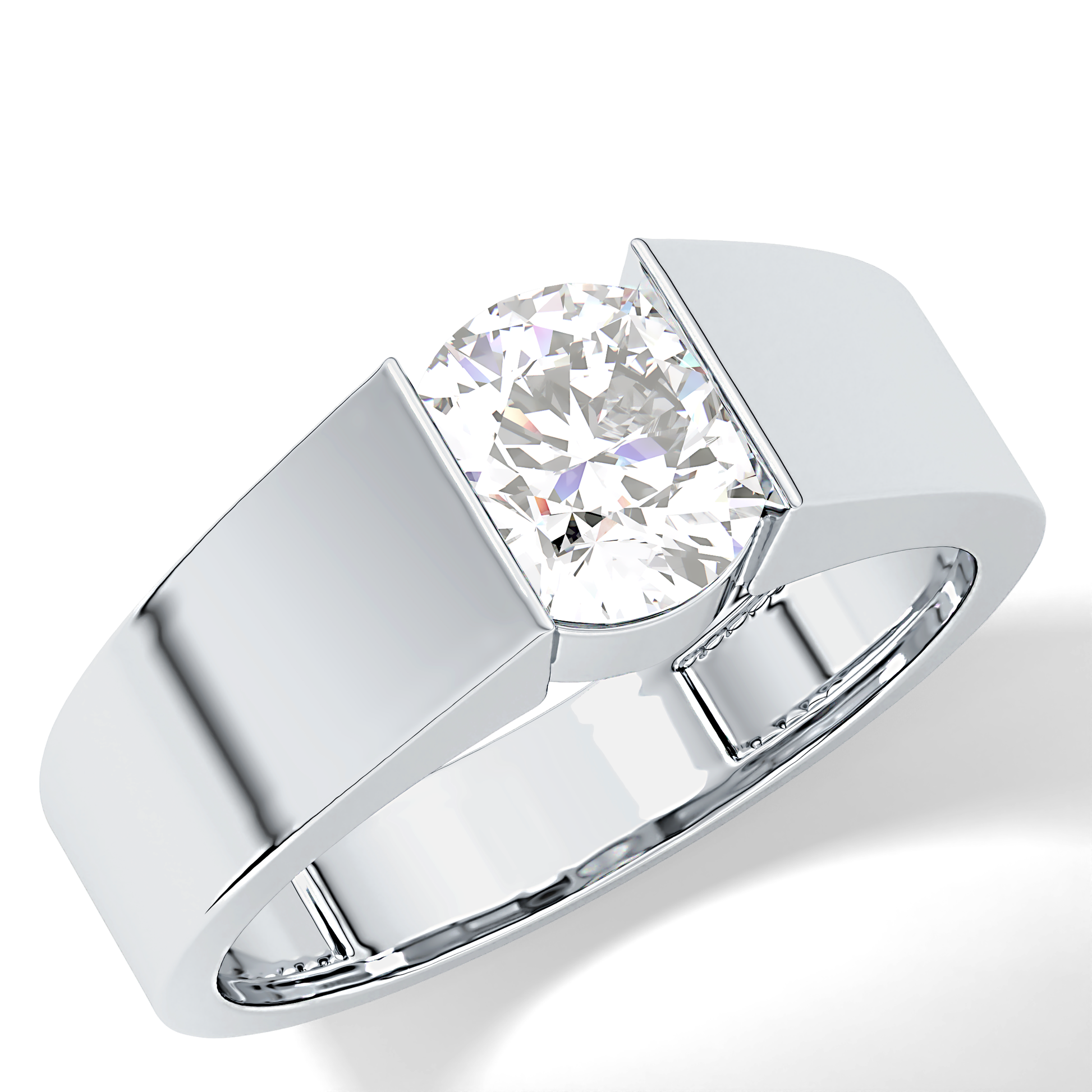 Round Cut 1.11 Carat Moissanite Ring - Tension Setting in Gold
