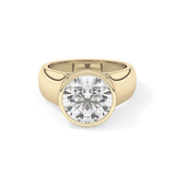 Round Cut 3.6 Carat Moissanite Men's Wedding Band - Bezel Setting in Gold 9