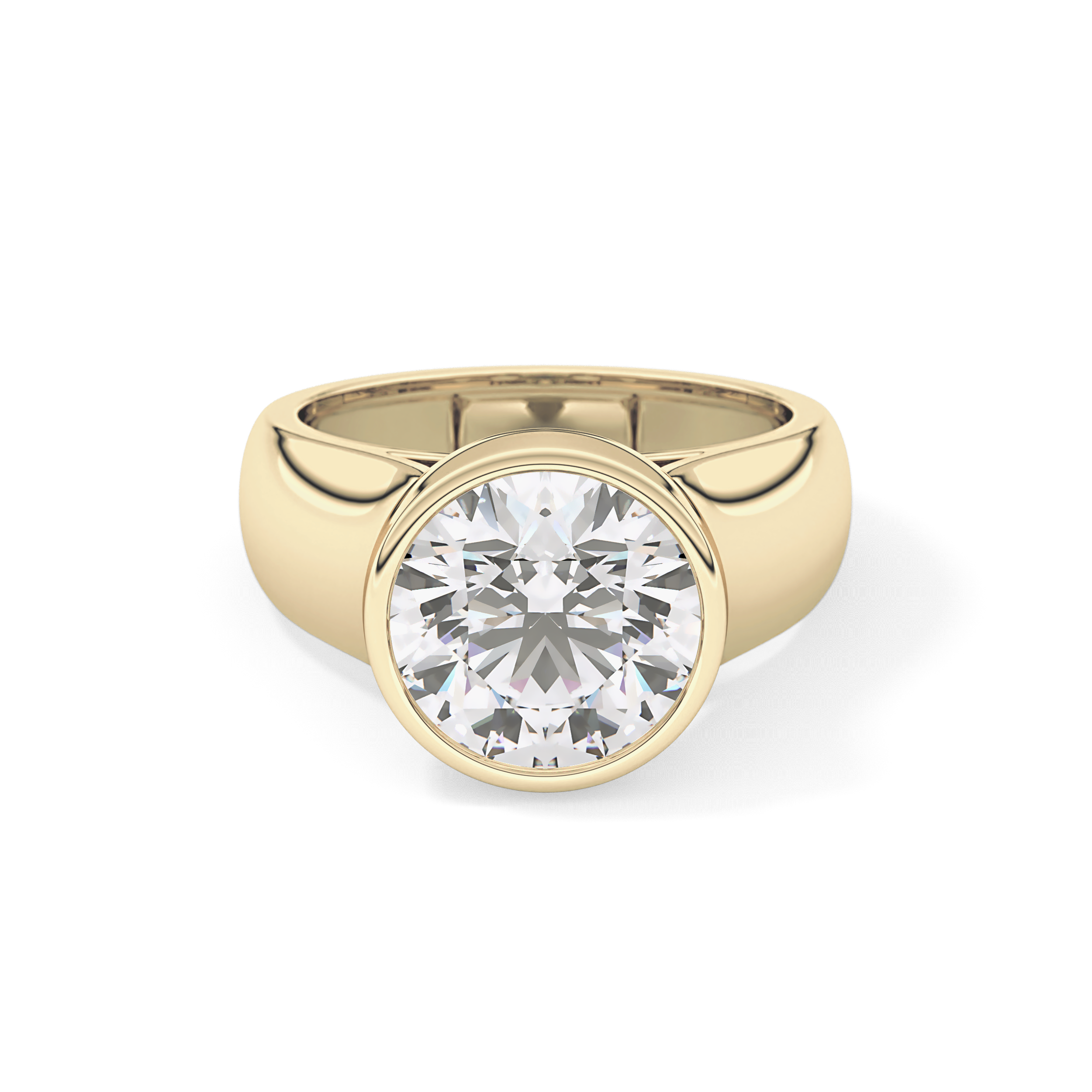 Round Cut 3.6 Carat Moissanite Men's Wedding Band - Bezel Setting in Gold 9