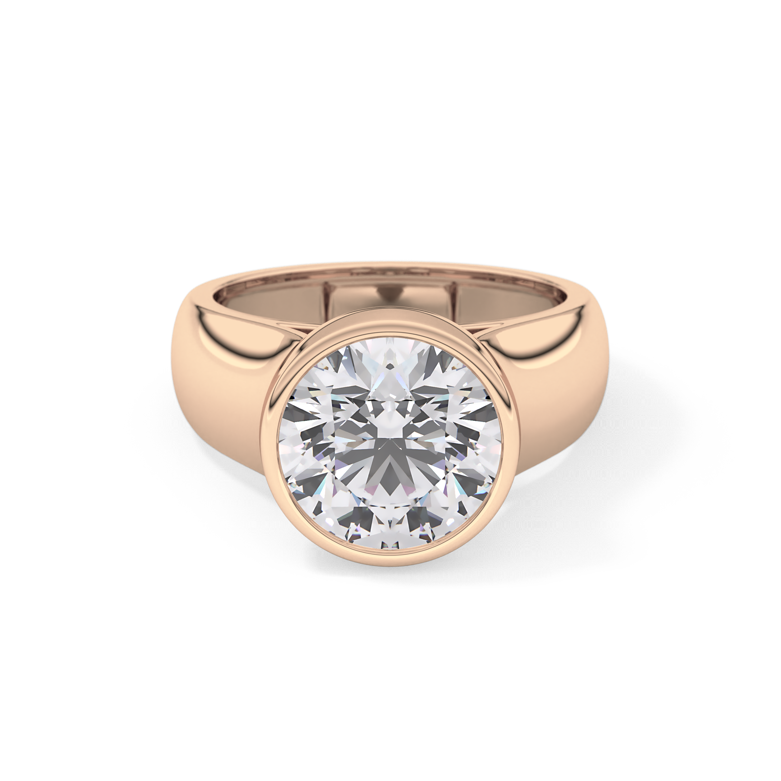 Round Cut 3.6 Carat Moissanite Men's Wedding Band - Bezel Setting in Gold 17